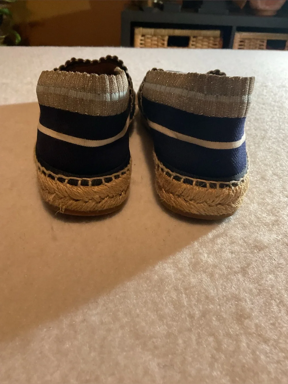 Fendi Rockoko Stretch Knit Sock Espadrille Slip-On with Blue Insole size 37